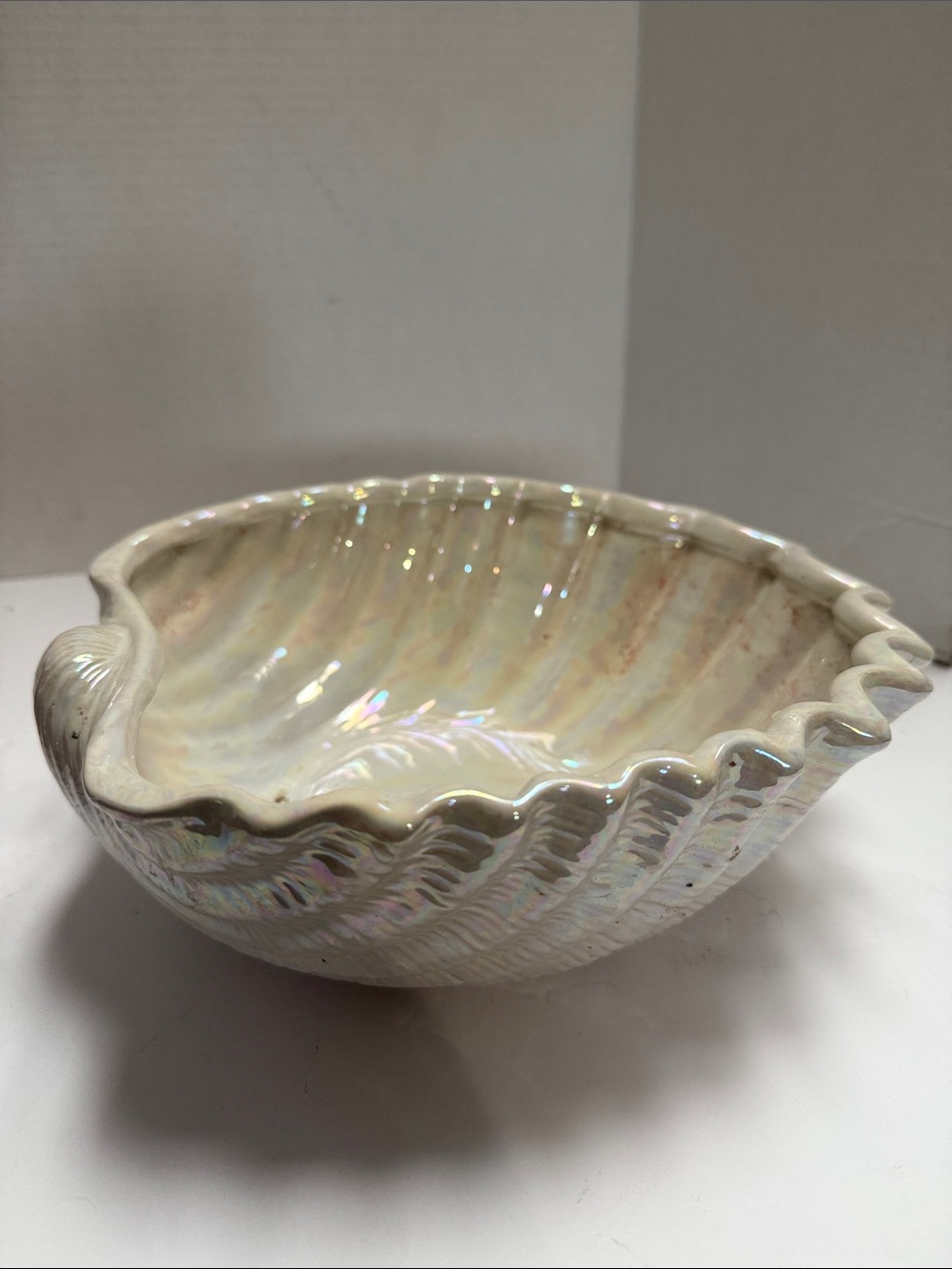Iridescent Ceramic Shell Bowl - White - Picture 2 of 5